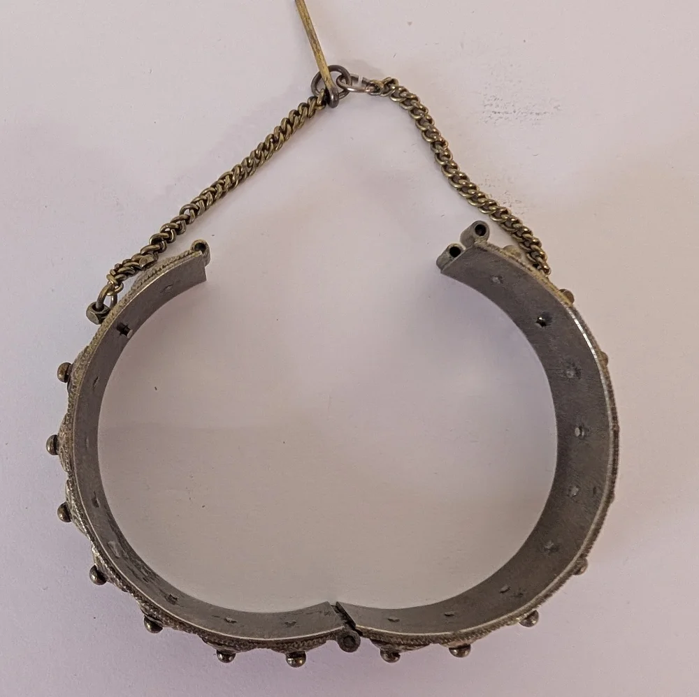 Vintage Bracelect Mid-Century Medieval Revival  Hinge Spikes Safety Chain